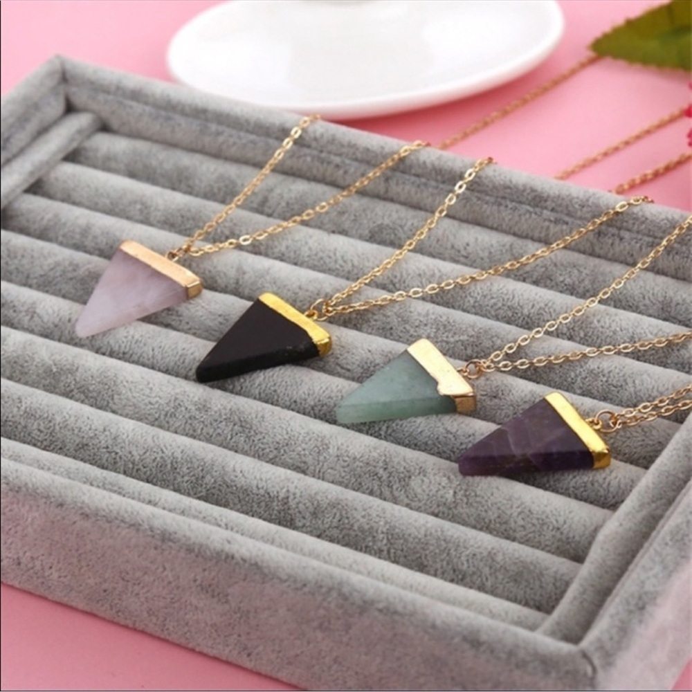 Gold plated Natural Stone Quartz Necklace